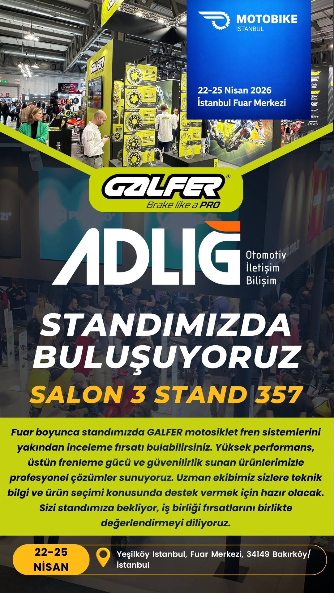 Motobike İstanbul 2026 Fuarında GALFER ile Yerimizi Alıyoruz